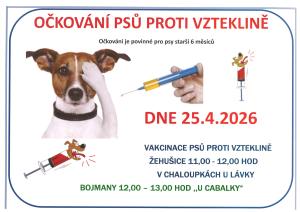 Povinné očkování psů proti vzteklině 25. dubna 2026 1